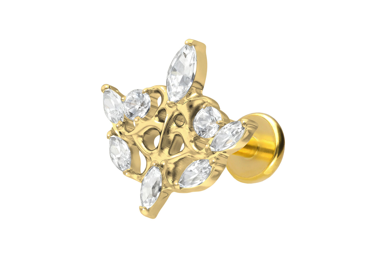 Titan Labret Piercing mit Push Fit GOTISCHES DESIGN